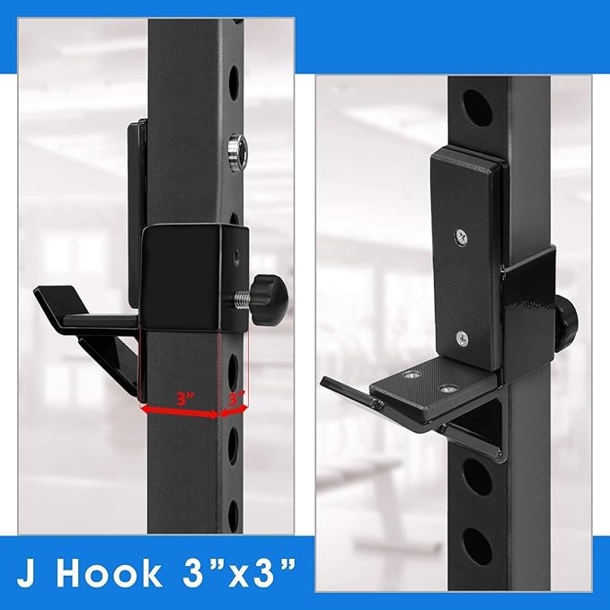 Yes4All Power Rack Attachment – J-Hook Barbell Fit 2x2 or 3x3 in