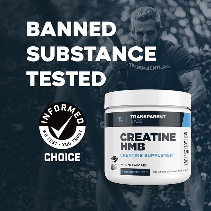 Transparent Labs Creatine HMB - Creatine Monohydrate Powder with HMB for Muscle Growth, Increased Strength, Enhanced Energy Output, and Improved Athletic Performance - 30 Servings, Tropical Punch