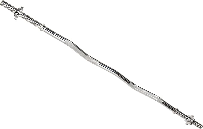 Signature Fitness Standard Threaded Curl Barbell Curl Bar 48 inch