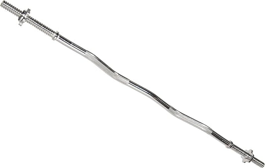 Signature Fitness Standard Threaded Curl Barbell Curl Bar 48 inch