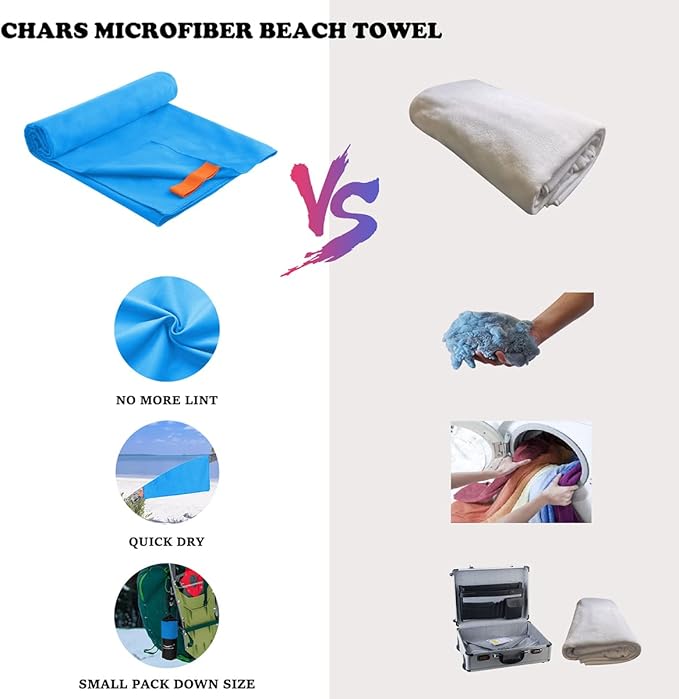 CHARS Microfiber Camping Towels Super Absorbent (63"x30") with