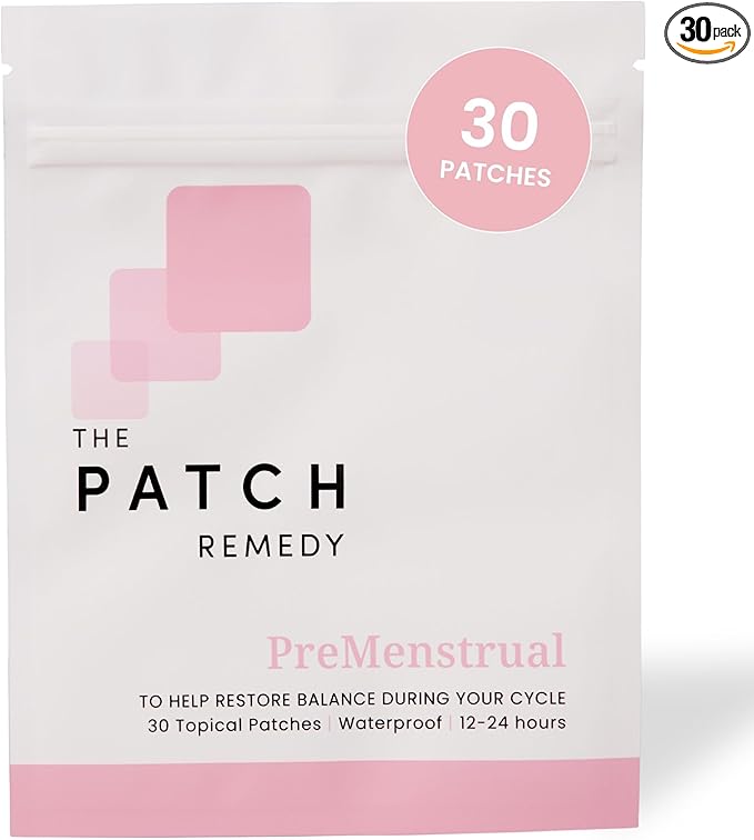 The Patch Remedy PreMenstrual Patch for Women - 30 Topical PMS Period Cycle Patches Containing Chasteberry Extract, Magnesium, Evening Primrose Oil, Dong Quai Extract, Curcumin, Vitamin B6 & E