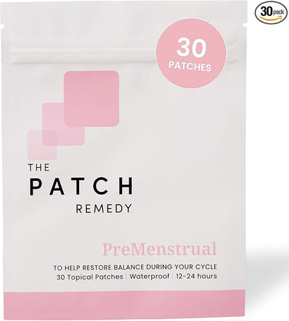 The Patch Remedy PreMenstrual Patch for Women - 30 Topical PMS Period Cycle Patches Containing Chasteberry Extract, Magnesium, Evening Primrose Oil, Dong Quai Extract, Curcumin, Vitamin B6 & E
