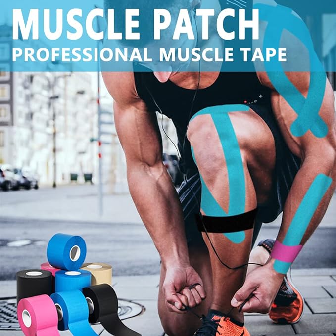 Kinesiology Tape Pro 1/2/5 Rolls, 2 Inch High Elasticity Sports Tape Therapeutic Pain Relief–Physio Tape for Muscle Recovery & Joint Support, Waterproof & Hypoallergenic & Breathable–Pink