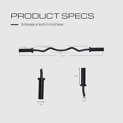 HulkFit 48 Inch EZ Curl Bar Barbell 2 Inch