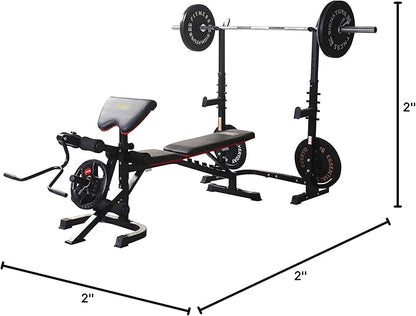 Signature Fitness Multifunctional Workout Station Adjustable Workout Bench 800-Pound Capacity