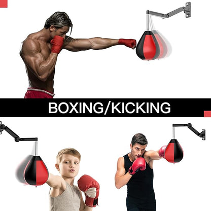 Speed Bag for Boxing,Punching Bag Wall Mount Height Adjustable Boxing Reflex Ball Speed Bag for Men&Women Kids Adults