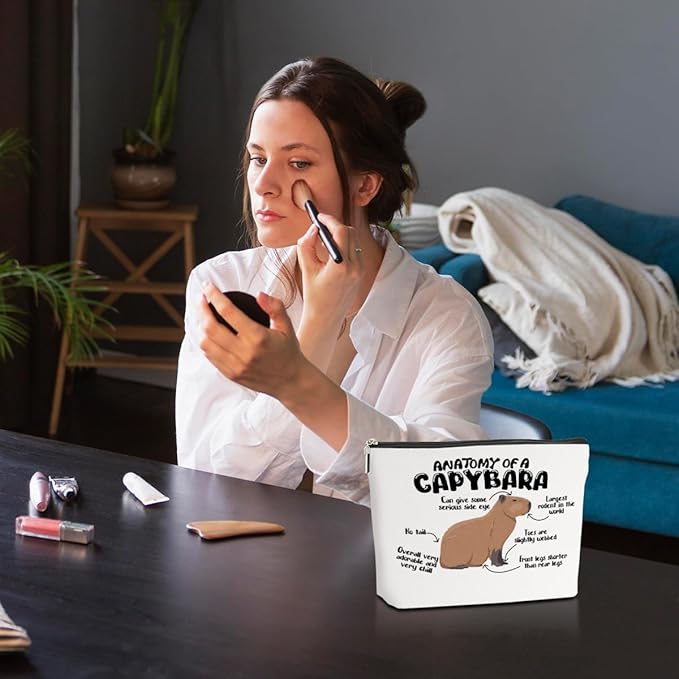 Funny Capybara Makeup Bag, Capybara Gifts for Women, Capybara Lovers Cosmetic Bag Travel Organizer Bags Makeup Pouch, Capybara Stuff Animal Lovers Gifts for Girls Wife Christmas birthday Gifts