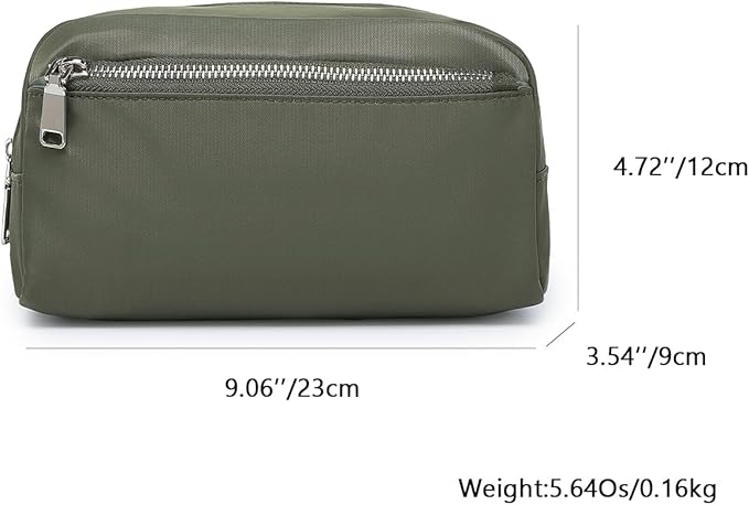 Nylon Female cosmetic bags Canvas toiletry bags Wash bags with large capacity Simple design (Nylon/Army Green)