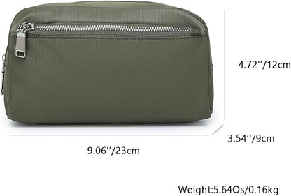 Nylon Female cosmetic bags Canvas toiletry bags Wash bags with large capacity Simple design (Nylon/Army Green)