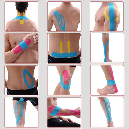 3 Pack Kinesiology Tape, Water Resistant Muscle Support Adhesive Sport Tape for Pain Relief, Latex Free Cotton Elastic Athletic Tape for Joints, Knee, Ankle, Shoulder, Wrist - Tan 3in 5.5yd