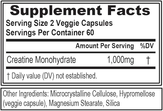 Evlution Pure Creatine Monohydrate Capsules 1000mg Nutrition Pre and Post Workout Recovery Vegan Creatine Pills for Muscle Gains and Muscle Recovery Supplement - Creatine Muscle Builder for Men