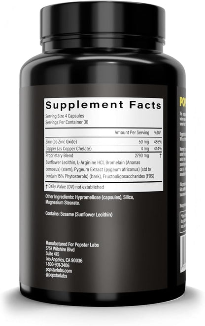 POPSTAR Labs Semen Volume Booster - Men's Semen Health & Fertility Supplement - Doctor Formulated to Increase Load Volume - Made in USA - Non-GMO, Organic, Vegan - 240 Capsules - (2 Month Supply)