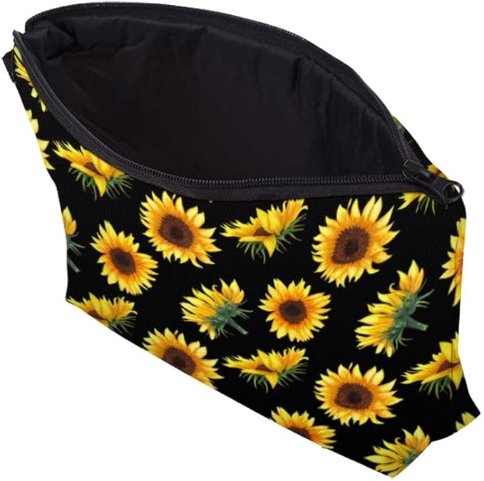 Cute Travel Makeup Bag Cosmetic Bag Small Pouch Gift for Women (Sunflowers)