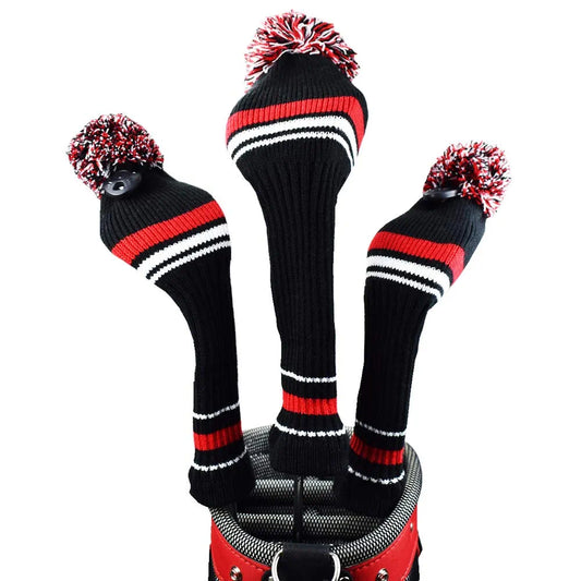 Stripes Knitted Golf Club Head Covers 3 Piece Set 1 3 5 Driver and Fairway HeadCovers Fits 460cc Drivers