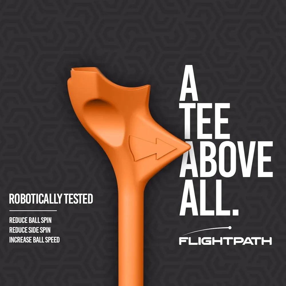 FLIGHTPATH Premium Golf Tees - 3.25" Durable Plastic Golf Tees Designed to Enhance Golf Shot Distance & Precision - Robotically Tested to Reduce Ball Spin - USGA Approved Golf Equipment