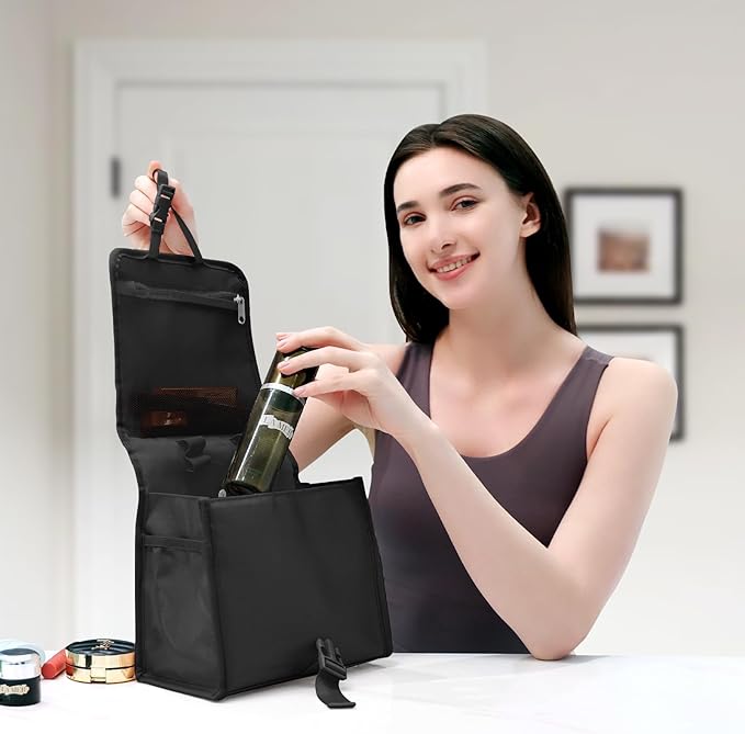 Travel Toiletry Bag for Women Portable Waterproof Cosmetic Makeup Bag Organizer for Container Toiletries (black)