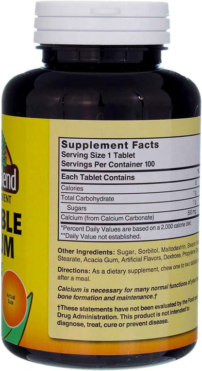 Nature's Blend Calcium Chewable Bavarian Cream 500 mg 100 Tabs