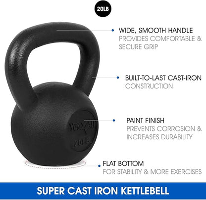 Yes4All Kettlebell Adjustable/Cast Iron/Protective Base Solid Smooth
