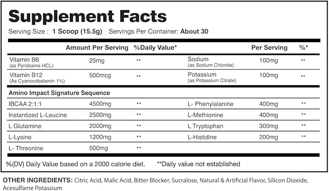 Amino Impact BCAA – EAA Enhanced Hydration Recovery & Endurance Keto Friendly Formula 7g BCAA’s – 3g EAA’s Plus 2g Glutamine |30 Serving (Watermelon Lemonade)
