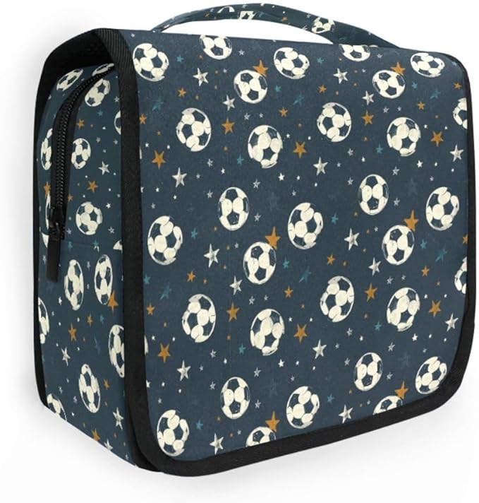 senya Hanging Travel Toiletry Bag Kit Boys Makeup Case Cosmetics Organizer for Men Women (-326- Football)