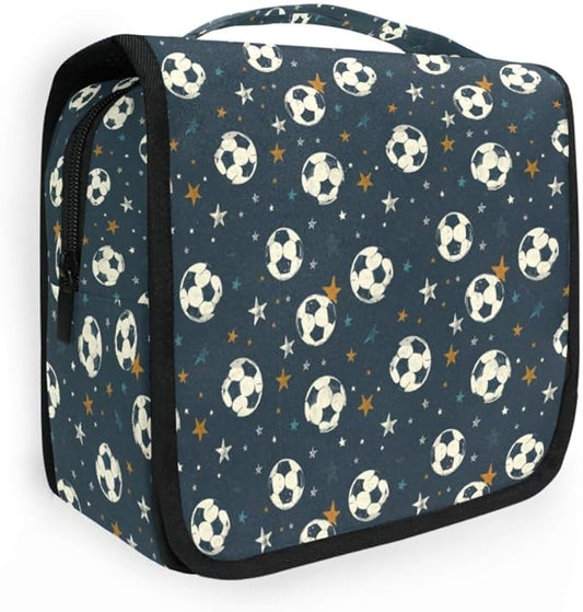 senya Hanging Travel Toiletry Bag Kit Boys Makeup Case Cosmetics Organizer for Men Women (-326- Football)