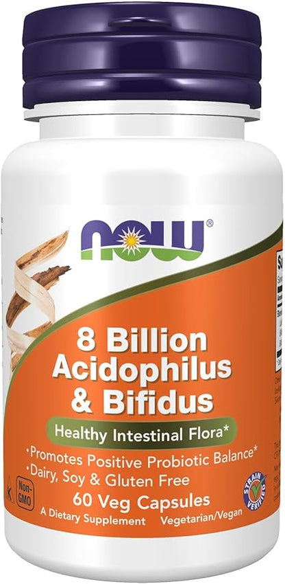 NOW Foods Acidophilus & Bifidus 8 Billion VCaps, 60 ct