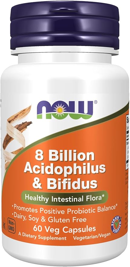 NOW Foods Acidophilus & Bifidus 8 Billion VCaps, 60 ct