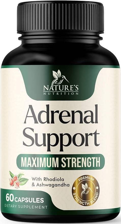 Adrenal Support Supplements - Ashwagandha & 10 Adaptogenic Herbs including Rhodiola Rosea, Holy Basil – Adrenal Supplement Support for Balanced Energy, Adrenal Fatigue, Calm, Relaxation – 60 Capsules