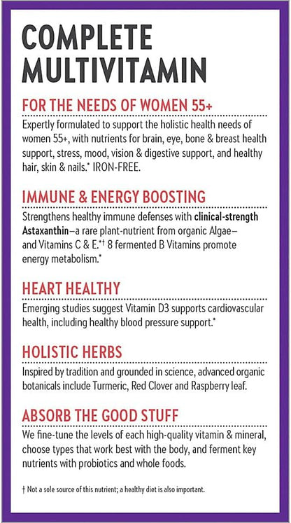 New Chapter Women's Multivitamin 50 Plus for Cellular Energy, Heart & Immune Support with 20+ Nutrients + Astaxanthin - Every Woman's One Daily 55+, Gentle on The Stomach, 48 Count