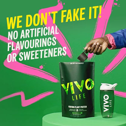 Vivo life Perform Plant Protein Powder - Raw Cacao, Vegan, 7 Servings - 266g / 9.38oz, BCAA Pea & Hemp Blend