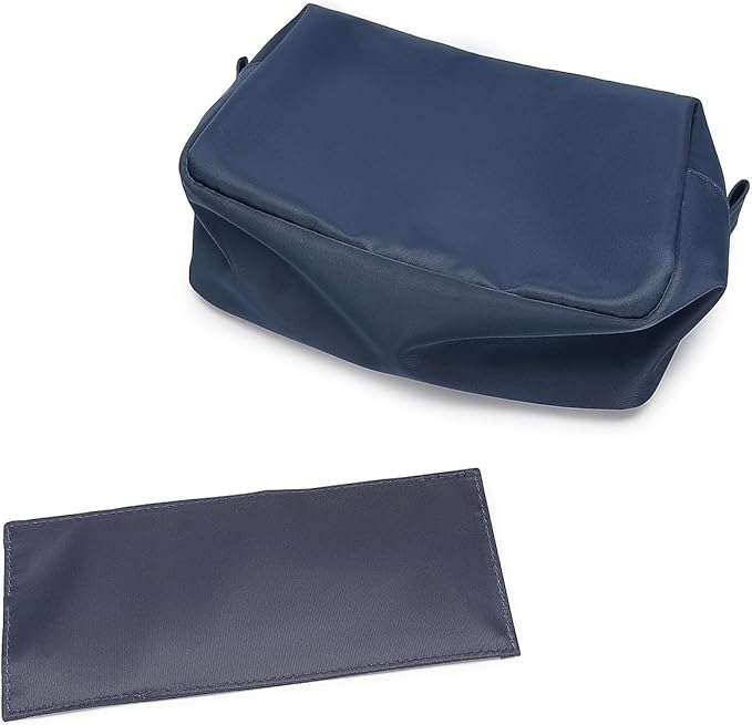 Organizer Bag Lightweight Cosmetic Bag with Ring Clasp Perfect Travel Makeup Bag for Women nylon Stand Up Design (Navy Blue/Nylon)