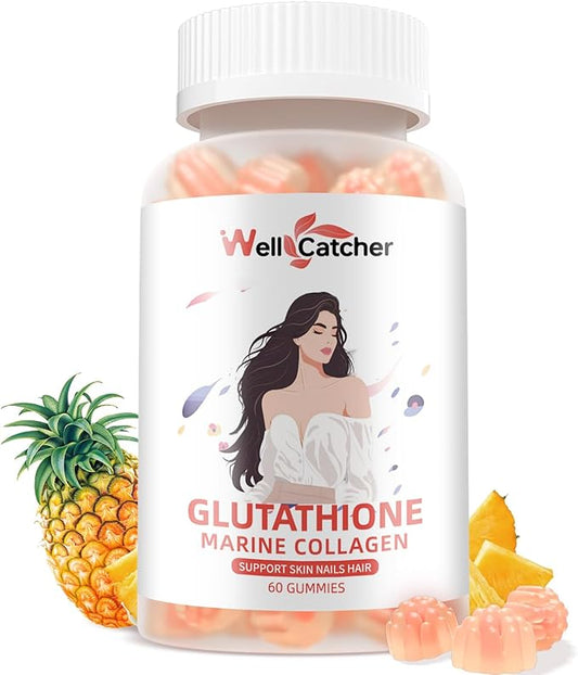 Glutathione Gummies for Skin Whitening - Glutathione 1000mg Supplement with Collagen Vitamin C for Women Sugar-Free with Antioxidant Skin Anti-Aging Immunity Liver Support Pineapple Flavor 60ct