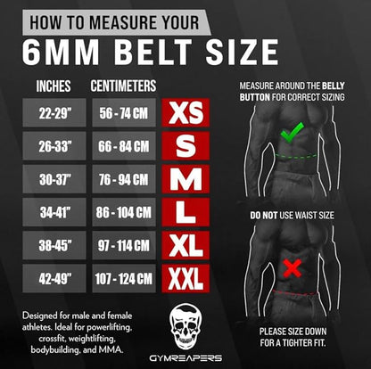 Gymreapers Weightlifting Belt 6MM Genuine Leather - Double 4-Inch Wide
