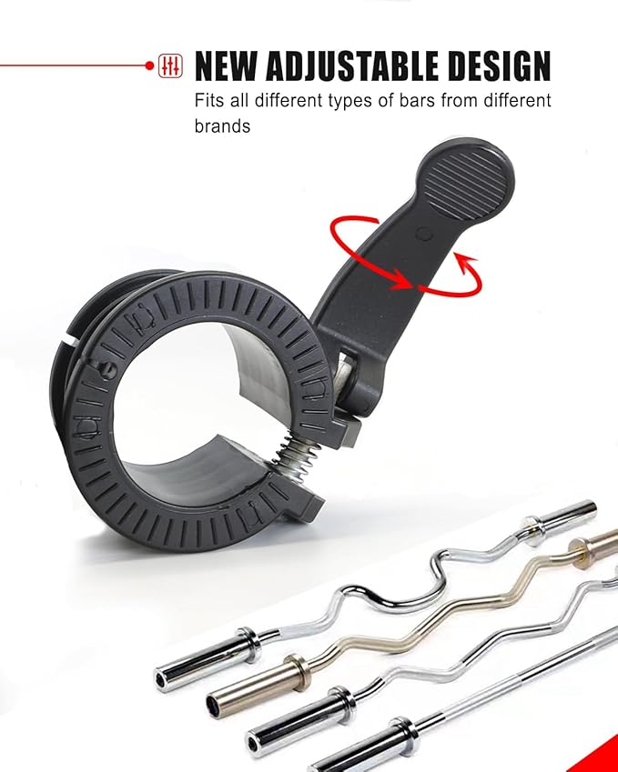 Olympic Barbell Clips 2inch Ajustable Barbell Clamps (1.9-2inch, black)