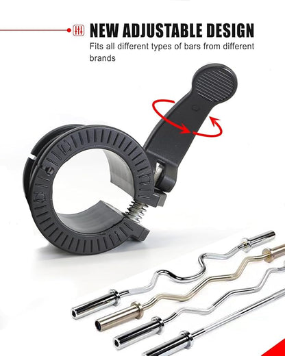 Olympic Barbell Clips 2inch Ajustable Barbell Clamps (1.9-2inch, black)