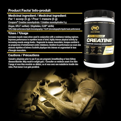 PVL Creapure Creatine - 100% Pure German Creatine monohydrate Powder - 48 Servings - 240 g