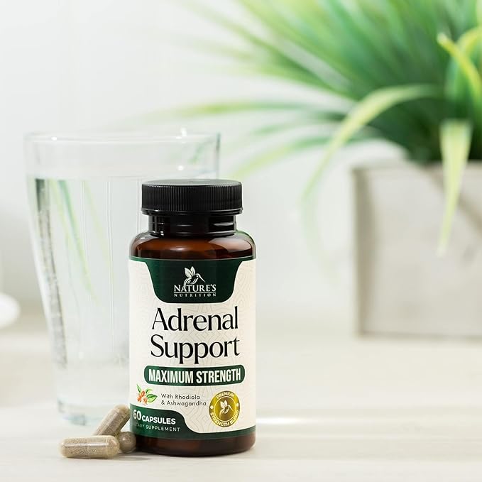 Adrenal Support Supplements - Ashwagandha & 10 Adaptogenic Herbs including Rhodiola Rosea, Holy Basil – Adrenal Supplement Support for Balanced Energy, Adrenal Fatigue, Calm, Relaxation – 60 Capsules