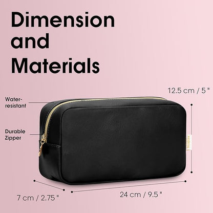 Wandering Nature Makeup Bag for Purse Cosmetic Bags for Women Make Up Organizer Travel Pouch Pencil Case with Slip-in Pockets Vegan Leather,Patent Pending