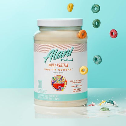 Alani Nu Whey Protein Powder Fruity Cereal | 23g Protein with Low Sugar & Digestive Enzymes | Meal Replacement Powder | Low Fat Low Carb Whey Isolate Protein Blend | 30 Servings