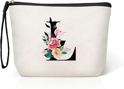 TOPEAST Personalized Birthday Gifts for Women - Monogrammed Makeup Bags, Cute Makeup Pouch, Sister Birthday Gifts for Her Friends Sister (Letter L)