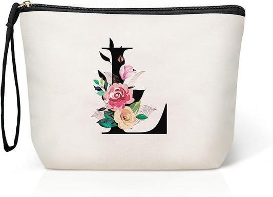 TOPEAST Personalized Birthday Gifts for Women - Monogrammed Makeup Bags, Cute Makeup Pouch, Sister Birthday Gifts for Her Friends Sister (Letter L)