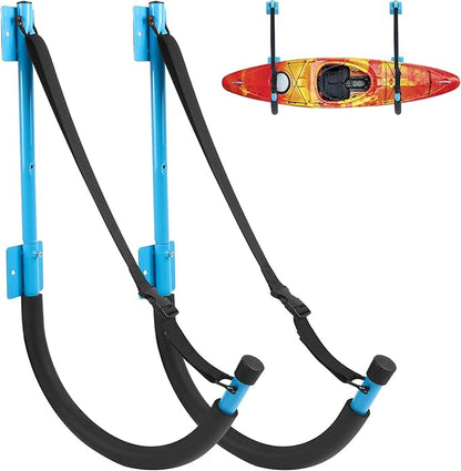 Kayak Storage,Kayak Wall Mount,Heavy Duty Steel Kayak Storage Rack Holds Up to 100 LBS with EVA Protector for Hanging Bicycle Surfboard Snowboard(6 Color,2 Style)