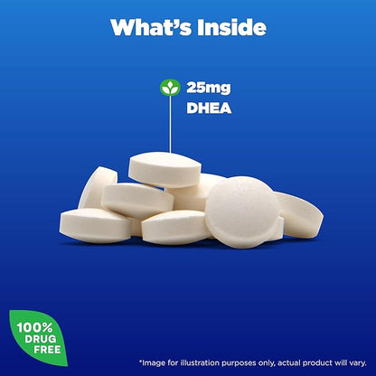Natrol Mood & Stress DHEA 25mg With Calcium, Dietary Supplement for Balance of Certain Hormone Level and Mood Support, 300 Tablets, 300 Day Supply