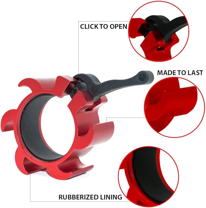 Synergee Rogue Red Aluminium Barbell Collars – Locking 2" Olympic