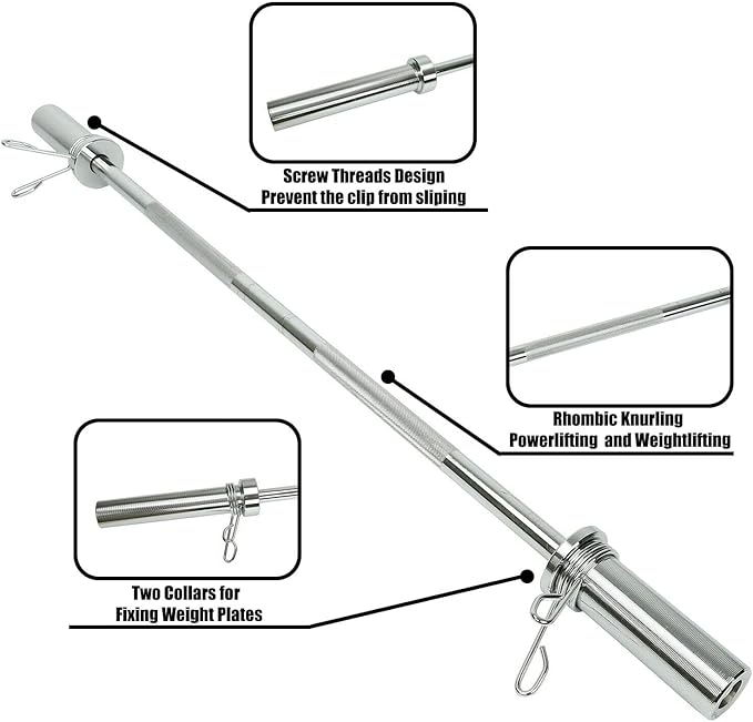 Threaded Chrome Barbell Bar 1-2 Inch Barbell Diameter