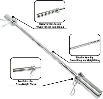 Threaded Chrome Barbell Bar 1-2 Inch Barbell Diameter