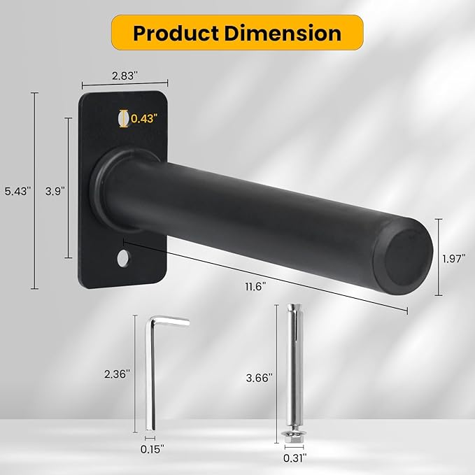 Weight Plate Holder, Wall Mounted Weight Rack for 1" and 2" Olympic Weight Plates, Home Gym Storage with 8pcs Steel Expansion Bolts Weight Storage Racks