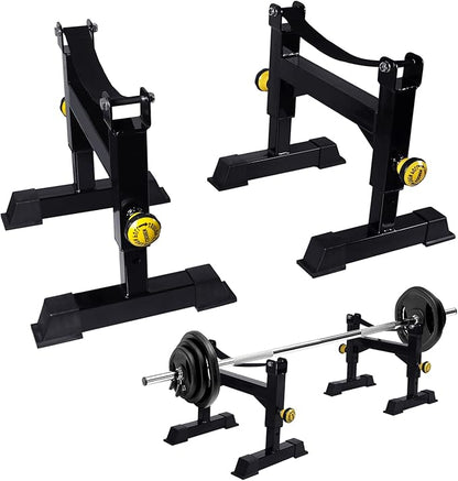 Deadlift Jack Barbell Stand, Barbell Rack, Barbell Buffer Frame, Carbon Steel Barbell Jack, Easily Load and Unload 800lb Barbell Plates for Deadlift Exercise & Weight Training (Black)