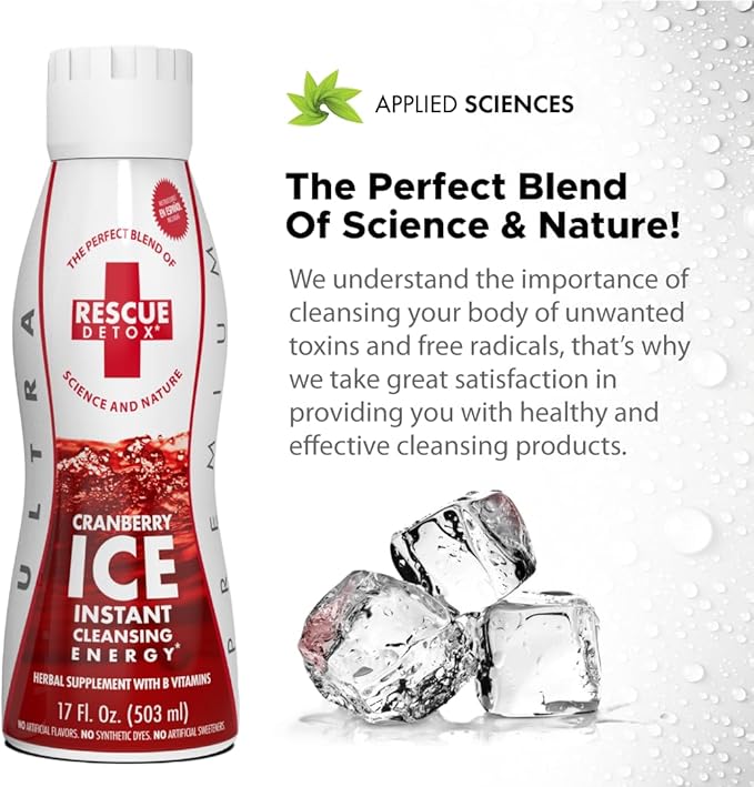 Rescue Detox ICE - Cranberry Flavor - 17oz | Works in 90 Minutes Up to 5 Hours